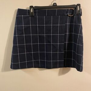 New NWT Forever‎ 21 Navy/Cream Blue White Plaid Mini Skirt Size Large